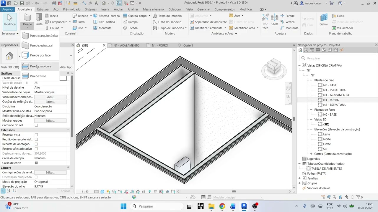 [Parte 03] Modelagem no Revit _ Estudo Preliminar de um Flat