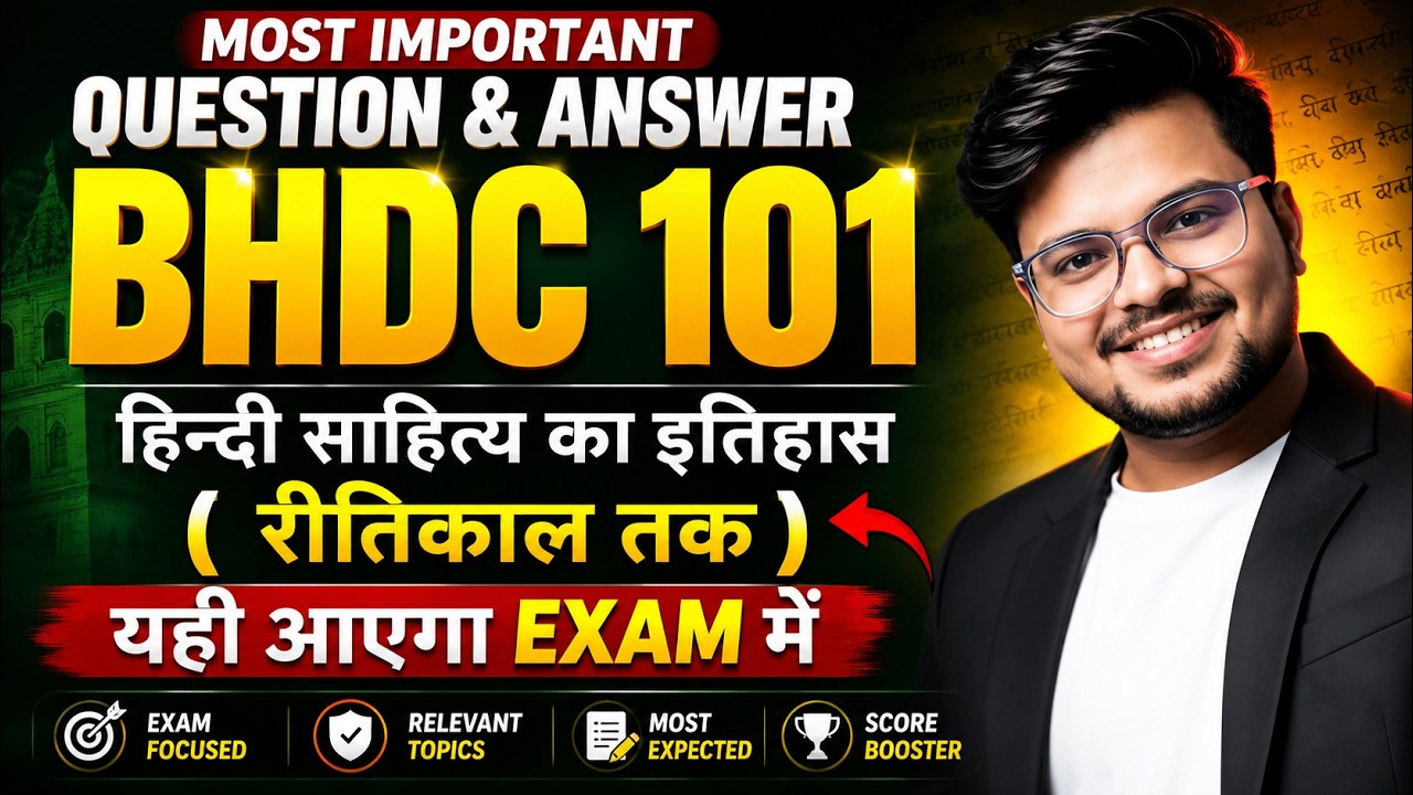 BHDC 101 | History of Hindi Literature (Up to Reetikāl) | MOST IMP Question & Answer IGNOU 2026 |...