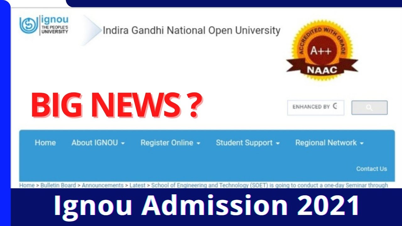 Ignou Admission 2021 // Latest Update //