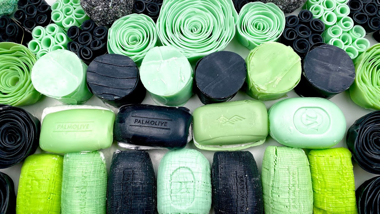 Asmr soap boxes with starch 💚🖤 Crushing soap roses 💚 Cutting soap cubes 🖤 Help sleep 💤