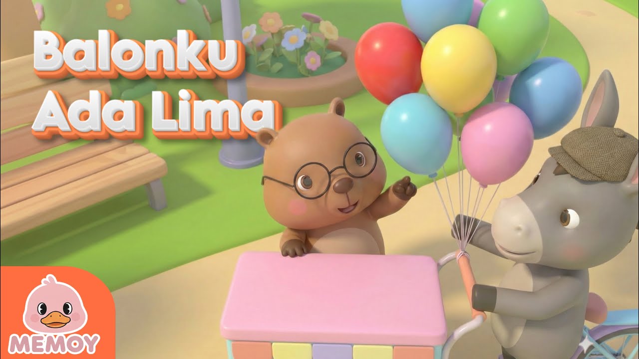 Balonku Ada Lima - Lagu Anak Populer & Belajar Warna | Animasi 3D Memoy