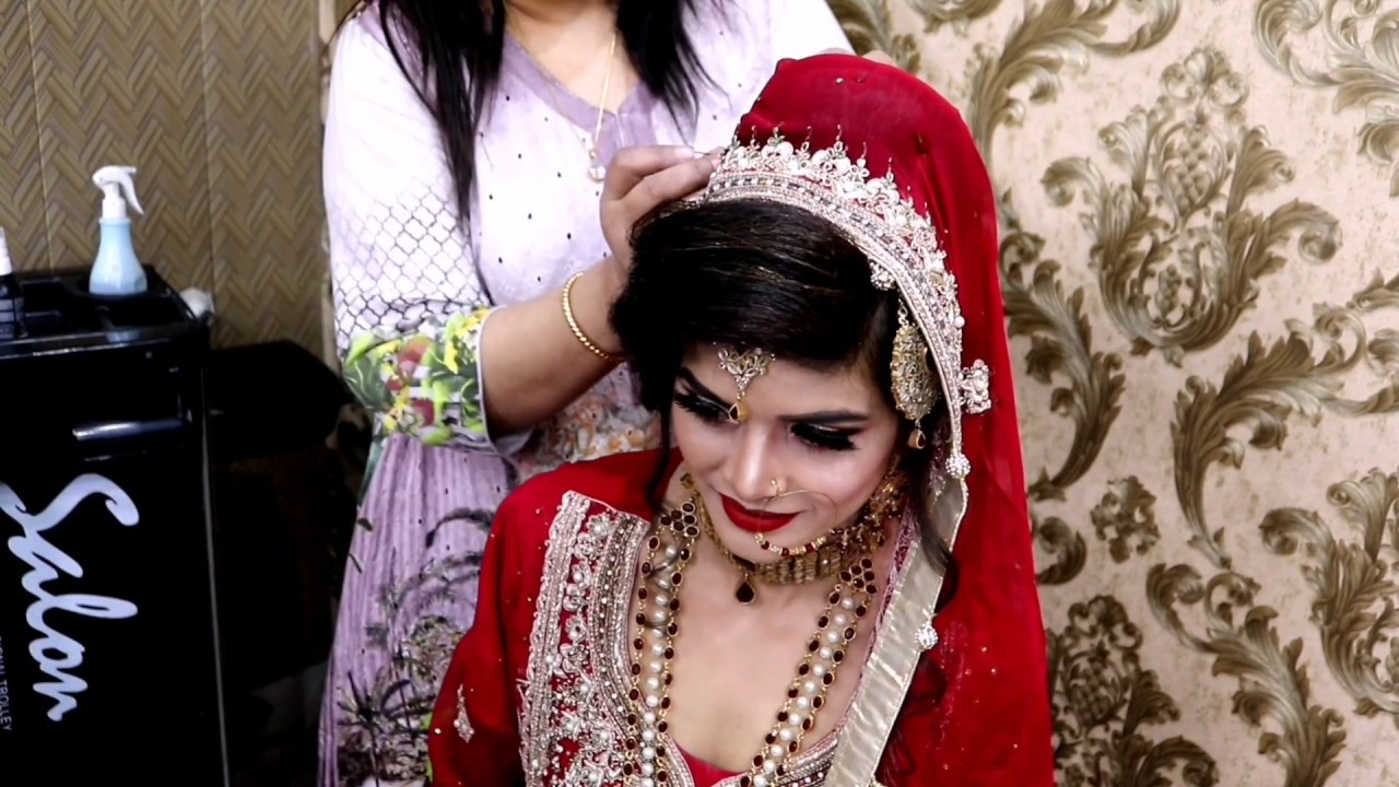 Real bridal Juda hairstyle & Tikka setting || muslim bridal hairstyle
