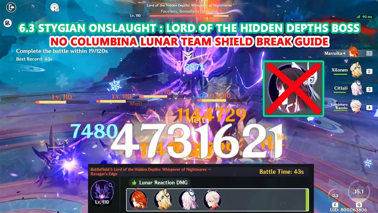 6.3 Stygian Onslaught : Lord of the Hidden Depths Boss : No Columbina Lunar Team Shield Break Guide