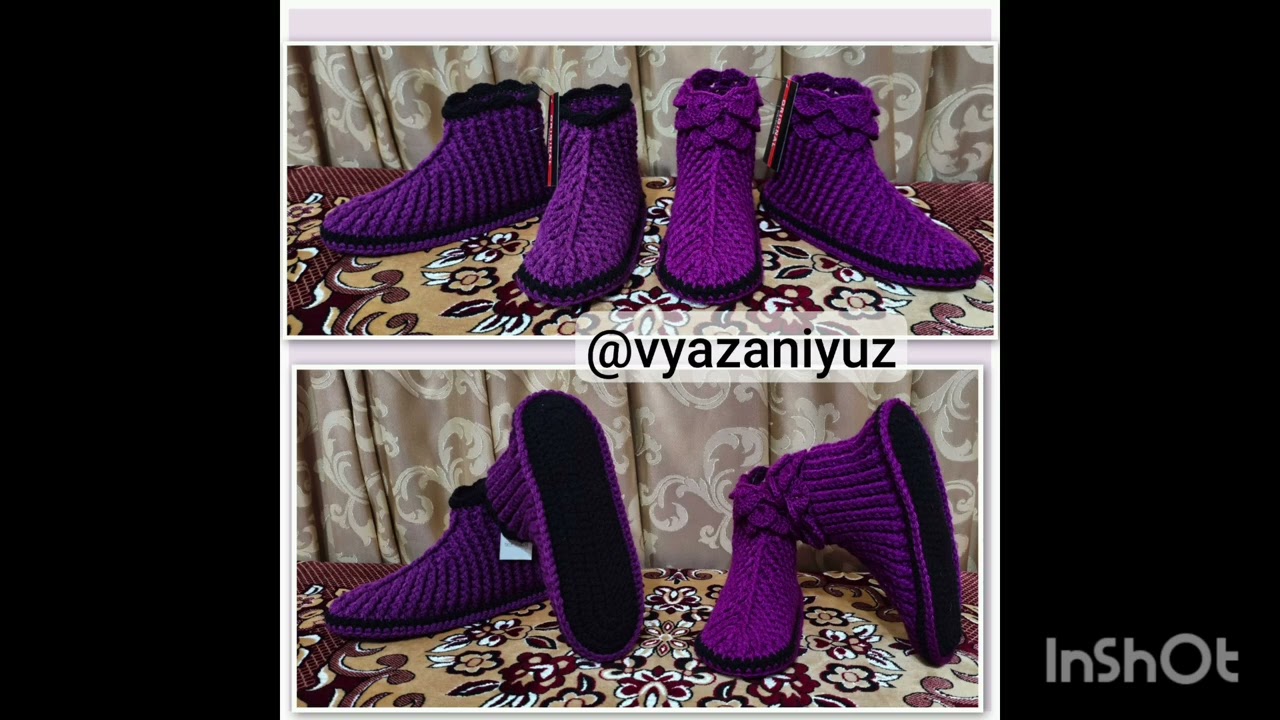 Вязаные домашние обуви подошва синтепоном #knitting #crochet #ташкент #handmade #заказ
