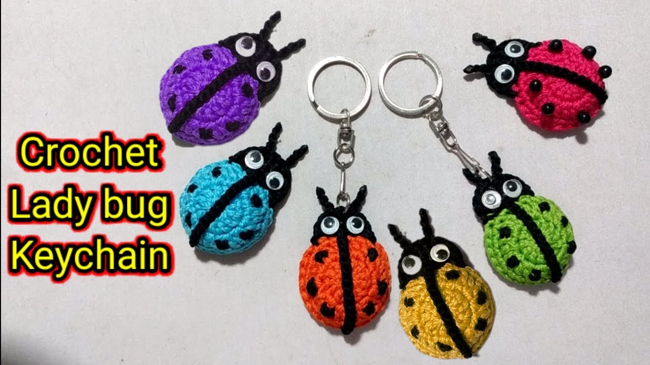 GANTUNGAN KUNCI KEPIK RAJUT,CROCHET LADYBUG KEYCHAIN,DIY, TUTORIAL