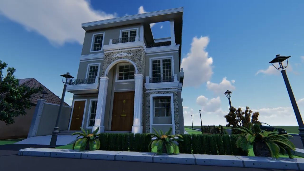 beautiful corner house elevation