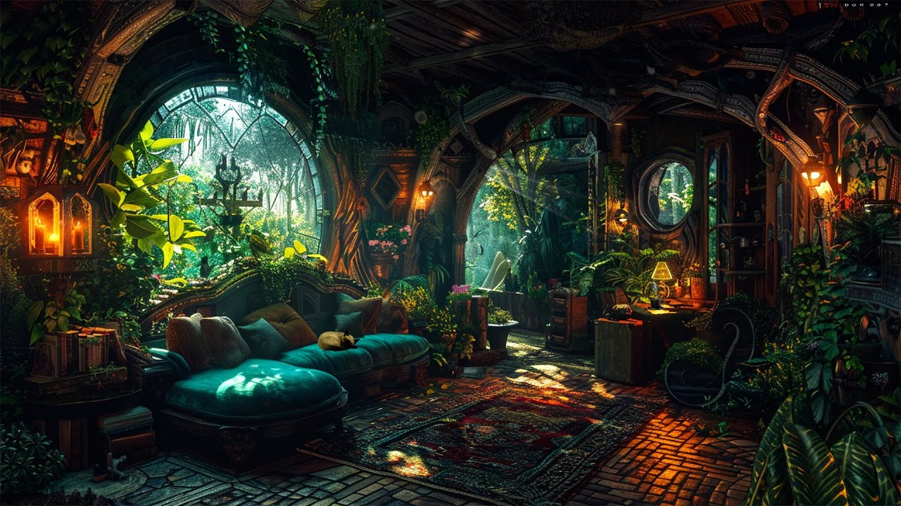 Whimsical Fantasy Medieval Cottage | Relaxing Magical Music & Quiet Nature | Inner Peace, Relax Soul