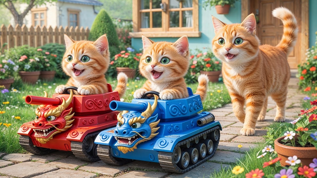 Mama Cat Trims Fur on the Farm and Makes Tiger Hat For Kittens At Home🐾🎩🐯