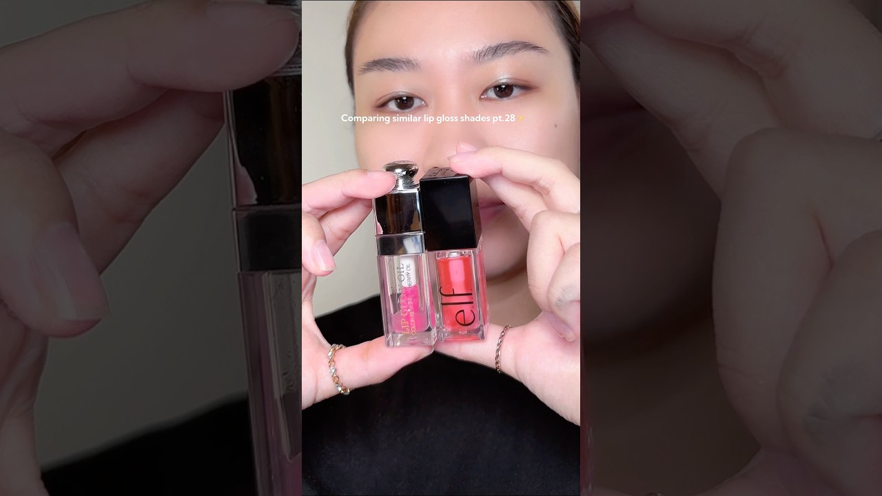 Dior Lip Oil in 000 Universal - ClearELF Lip Oil in Pink Quartz #lipoil #lipgloss #makeup #elflipoil