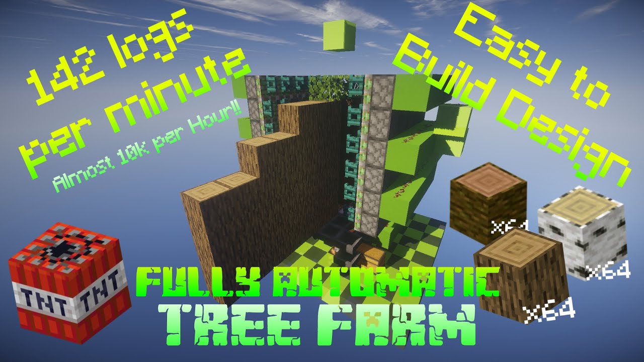 Minecraft Easy Auto Wood Farm! Fully Automatic TNT Duplicator or Dispenser!!! 140 logs per min! 1.16