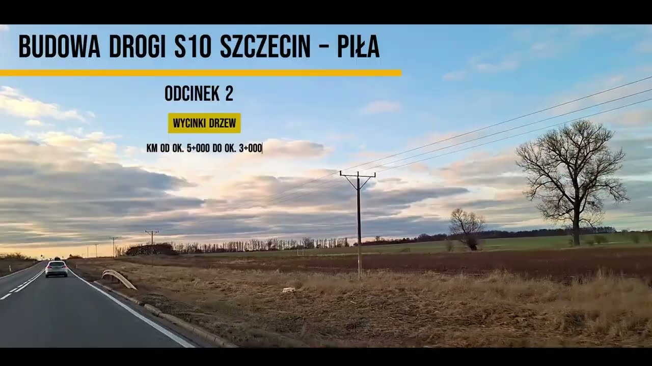 S10.2 Stargard - Suchań postęp prac przygotowawczych od ok. km 5+000 do km 3+000