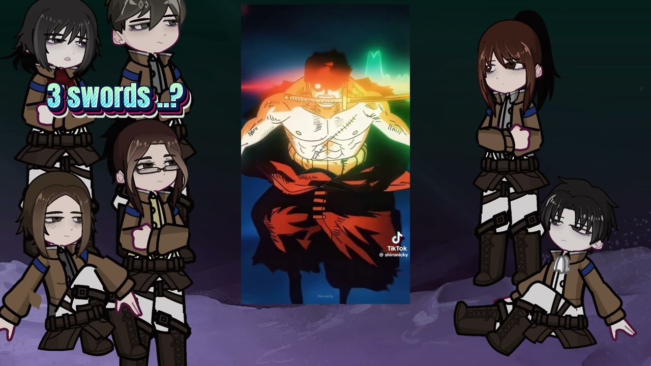 Attack on titan react to zoro as new scout | Onepiece | Strawhat | Luffy | Eren | Gacha life 2