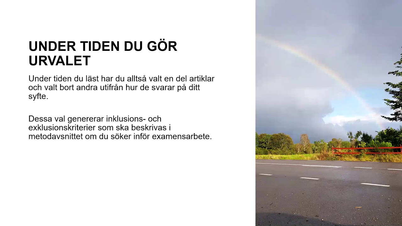 Systematisk sökning och systematiskt urval av vetenskapliga artiklar