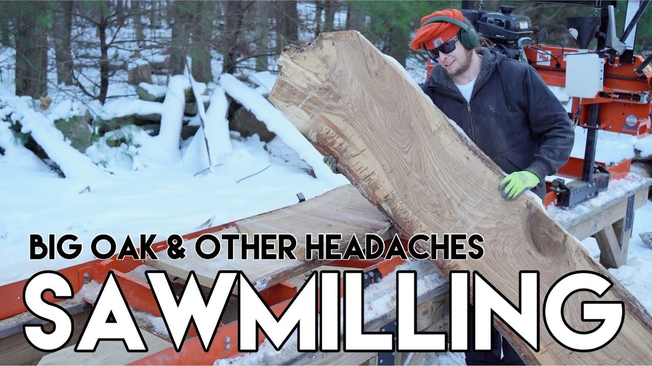 Sawmilling Large Oak in Winter - What could go wrong?