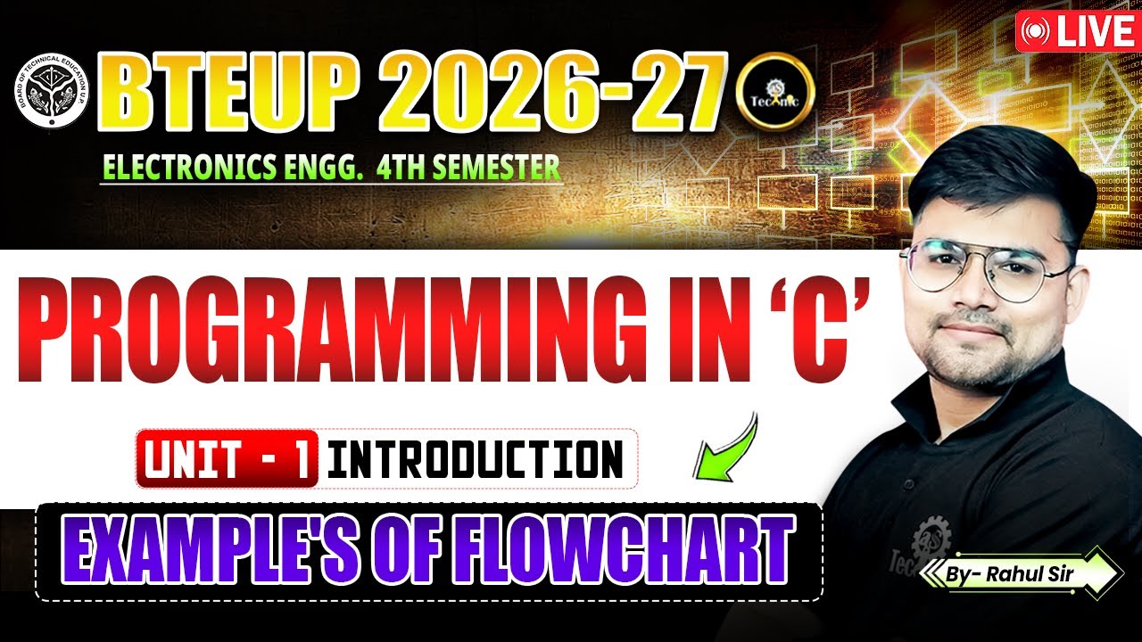 PROGRAMMING IN C || Example's of Flowchart || UNIT - 1 || LEC - 3 || ELECTRONICS ENGG. #astechnic