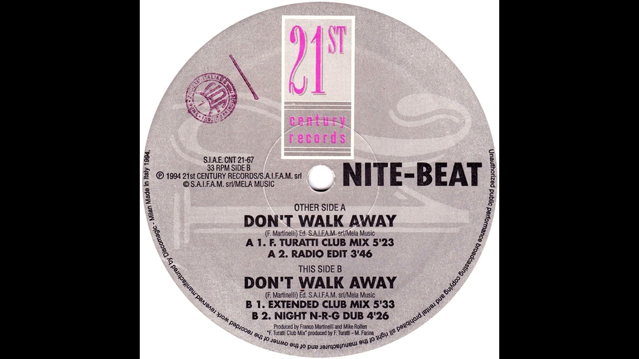 Nite-Beat – Don't Walk Away (F. Turatti Club Mix) HQ 1994 Eurodance