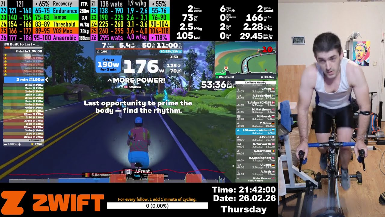Zwift Cycling Workout Live Stream in 2K 1440p 26.02.2026 zv