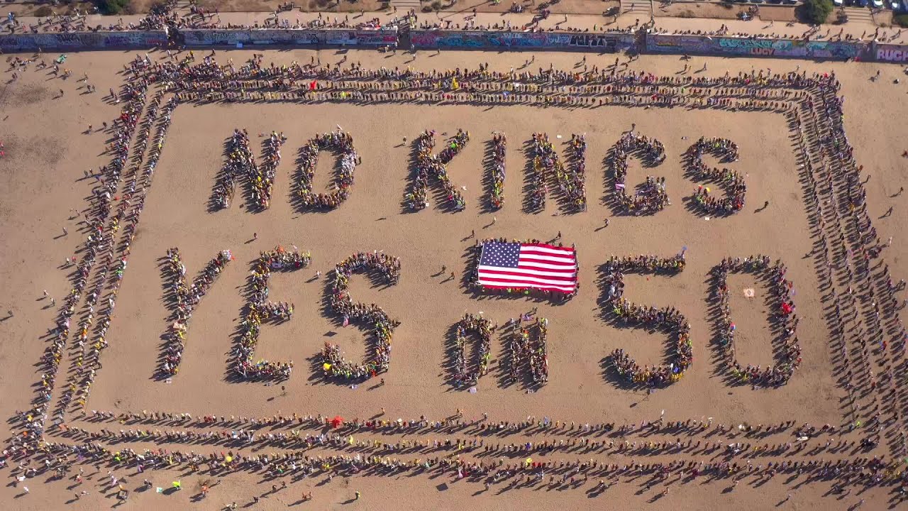 Protesters form human banner at 'No Kings' protest in San Francisco