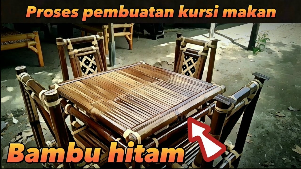 Kursi & meja makan// bahan dari bambu hitam..