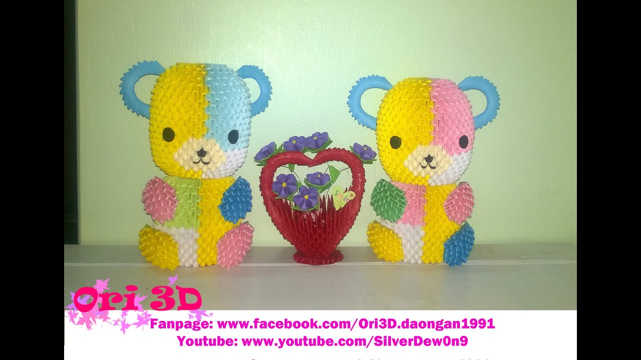 Tutorial Bear 3D Origami - Hướng dẫn xếp gấu Origami 3D