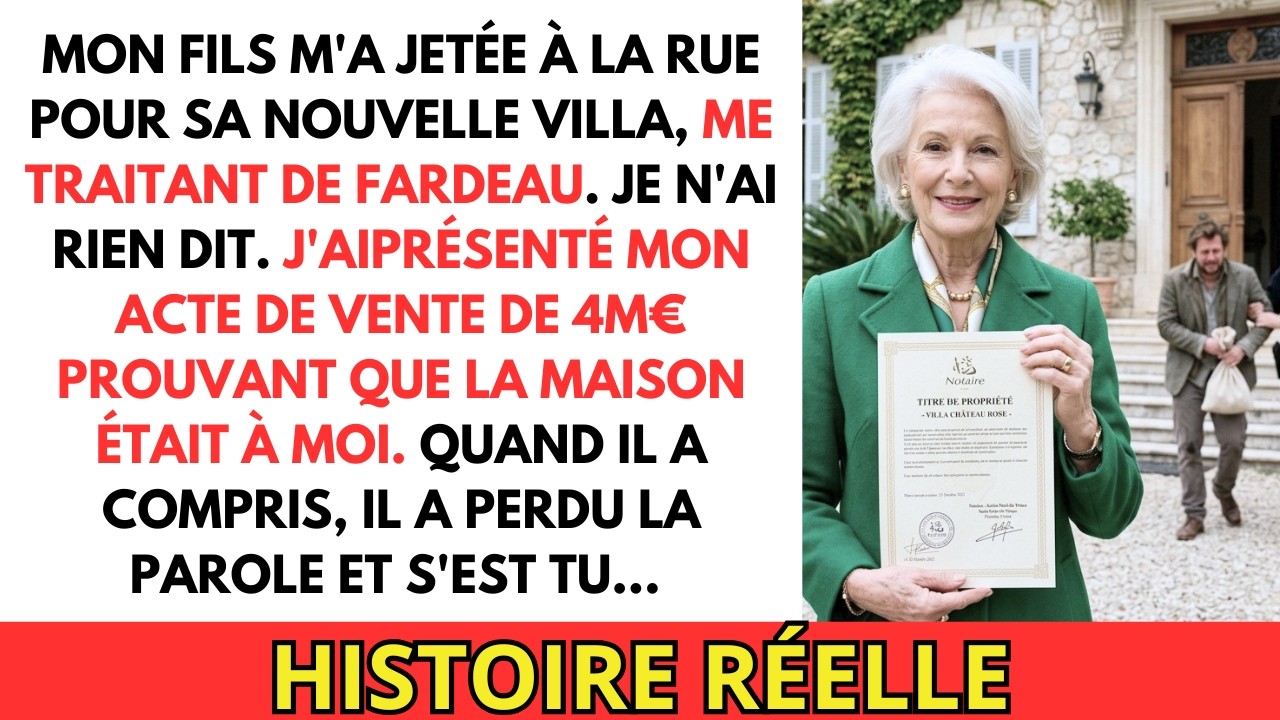 Mon fils m'a jet&eacute;e &agrave; la rue pour sa villa &mdash; Mon acte de vente de 4M&euro; a tout chang&eacute;.