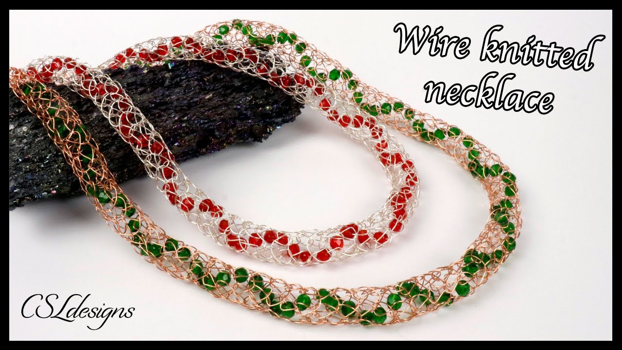 Beaded spiral wire knitting spool braid