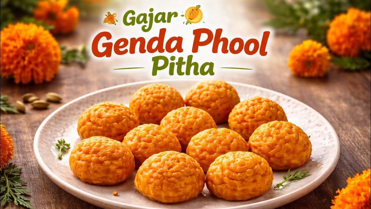 Gajar Genda Phool Pitha Recipe | গাঁদা ফুলের মতো গাজর পিঠা | 