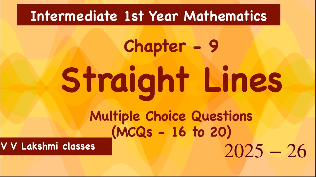 Straight Lines | Inter 1st Year Maths | Multiple choice Questions | 16 to 20 @V V Lakshmi classes