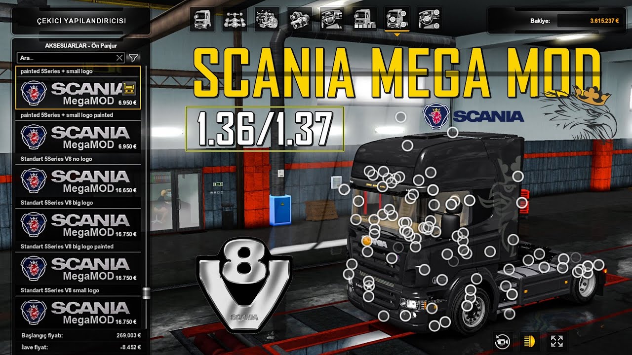 ◉ SCANİA MEGA MOD 1.36 - 1.37 // ETS 2 SCANİA TUNİNG MOD 2020 #V8MasuraDizayn