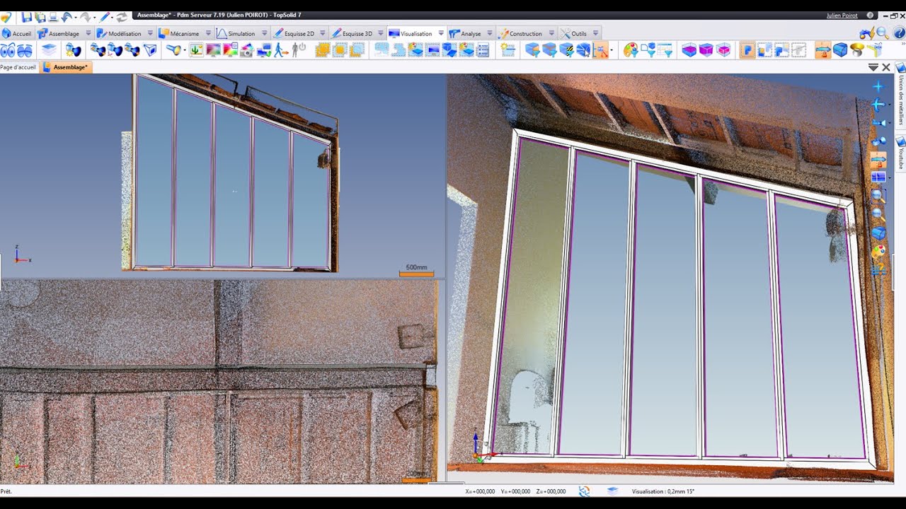 Implantation d'une verrière sur un nuage de points avec Topsolid'Steel