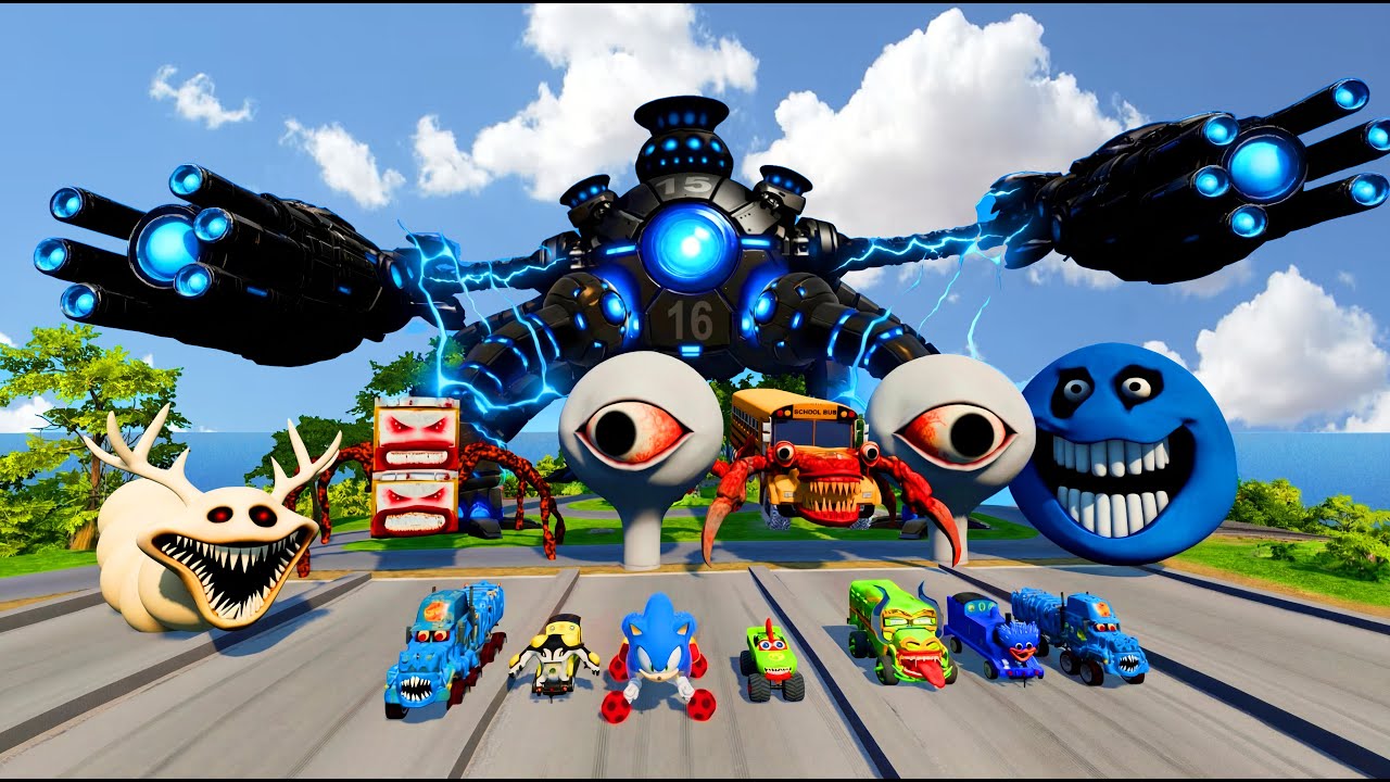 ALL MONSTERS Big & Small Cars with OMNIDROIDS V16 CAR EATER & BUS EATER & CAR EATER – BeamNG Drive