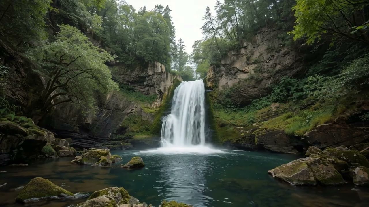Calm Forest Waterfall 🌿 Relaxing Water Sounds for Stress Relief