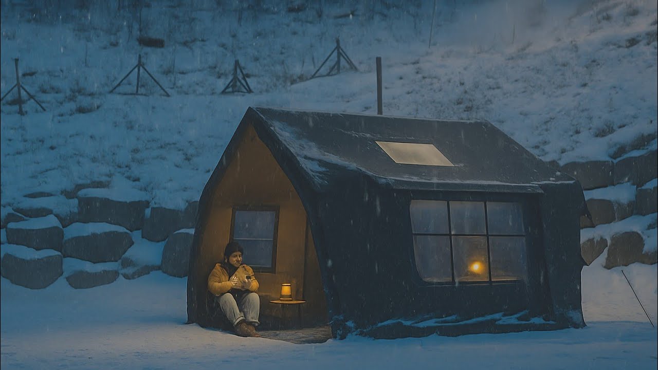 Snow Camping with My Dog | Rain, Gadgets, Healthy Food & Movie Night in Tent