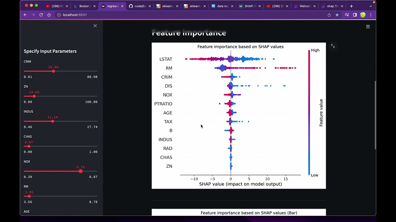 Dix minutes Streamlit ,  Scikit-learn et Shap (Modèle de Regression Linéaire)