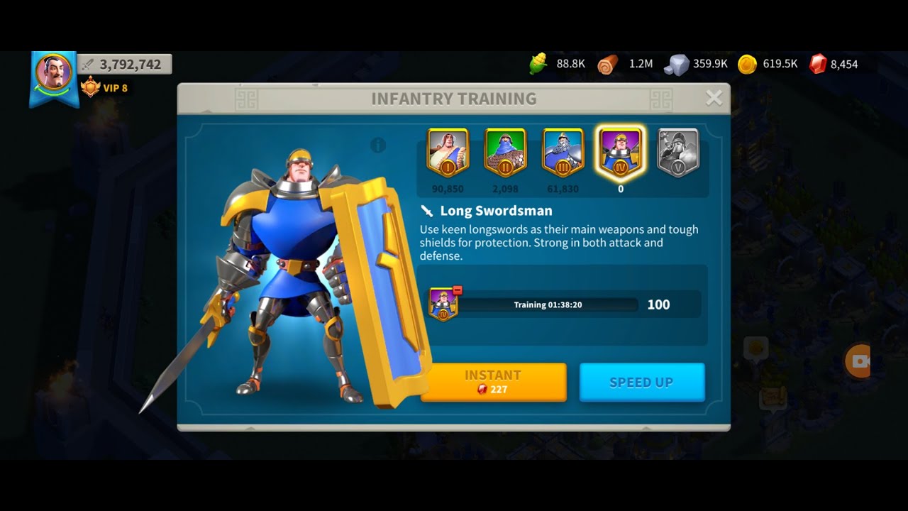 Rise of Kingdoms - How fast can a free to play player get Tier 4 troops