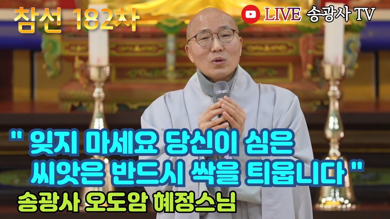 [LIVE] 혜정스님 일요참선법회 182차 (송광사 오도암) 