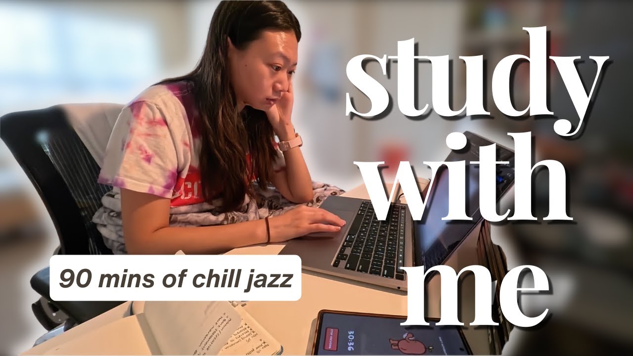 STUDY WITH ME | 90 min Pomodoro 25/5 × 3 | Chill Jazz for Focus