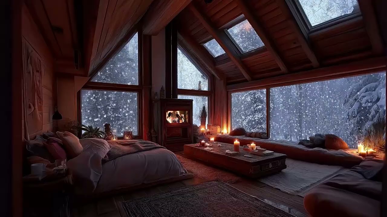 Winter Silence 🔥 Soft Fireplace Sounds for Relaxation & Calm