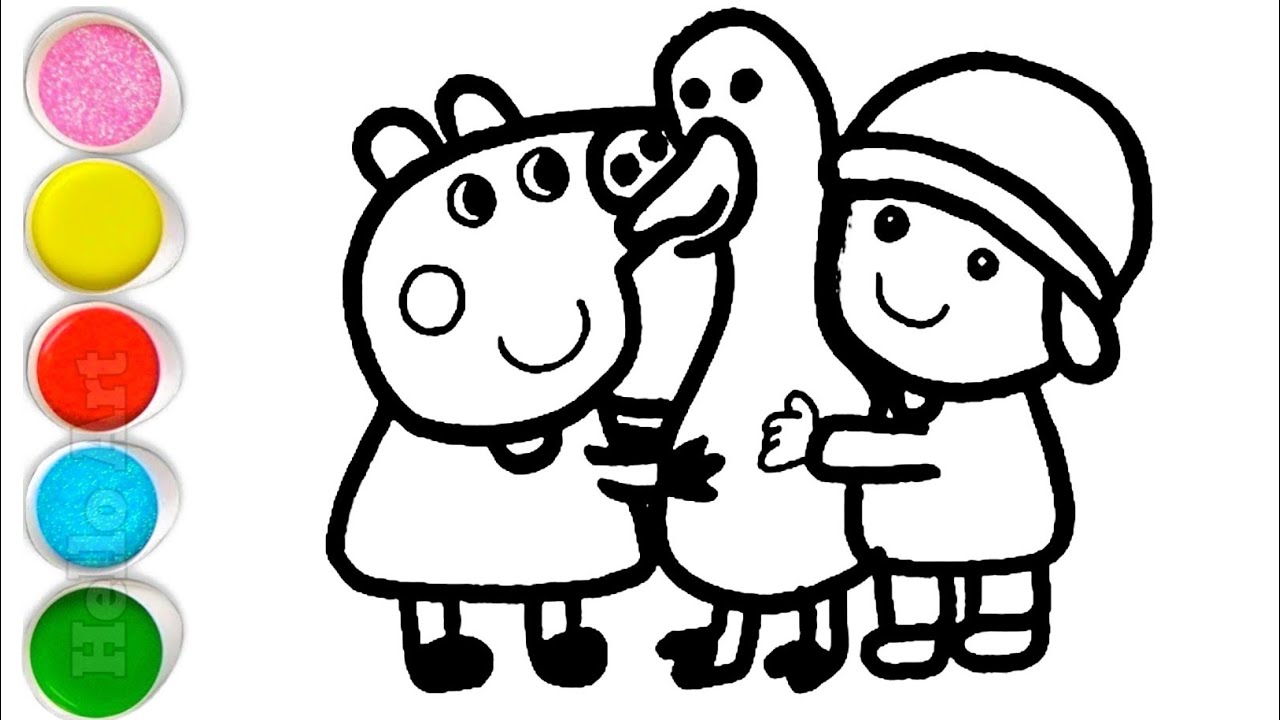Cute Pippa Pig and Pato With Pocoyo Drawing, Painting and Coloring For Kids and Toddlers_ Kids Art