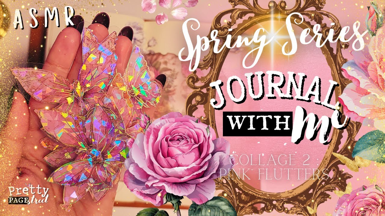 ASMR 🌺Aesthetic Journaling Pink Spring Series Collage 2 Scrapbooking | Journal With Me | Relaxing ✨