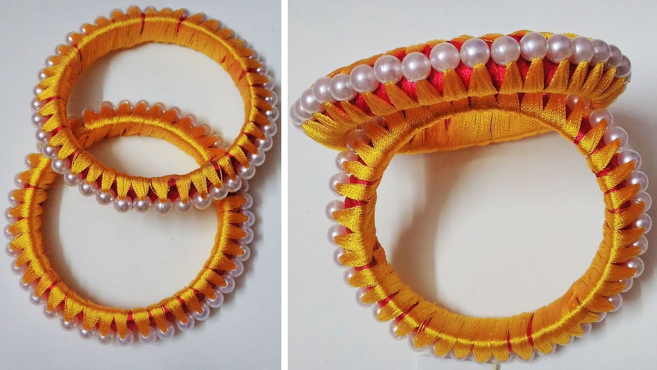 How To Make Silk Thread Bangles At Home,...EasyTo Make Pearl Bangles At Home||Silk Thread Bangles..