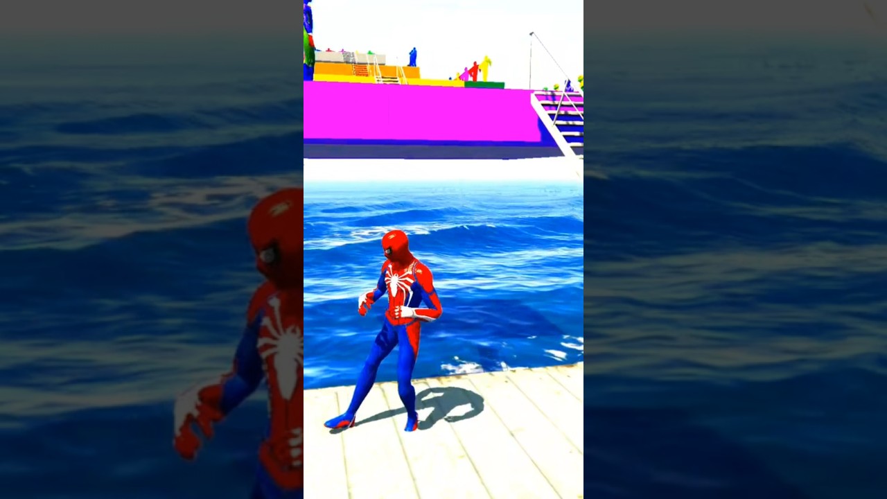 😱 GTA 5 Epic Ragdolls🤣 RED SPIDERMAN VS RED MINION VS GREEN MINIONS🤑Euphoria #shortsfeed #gaming #6