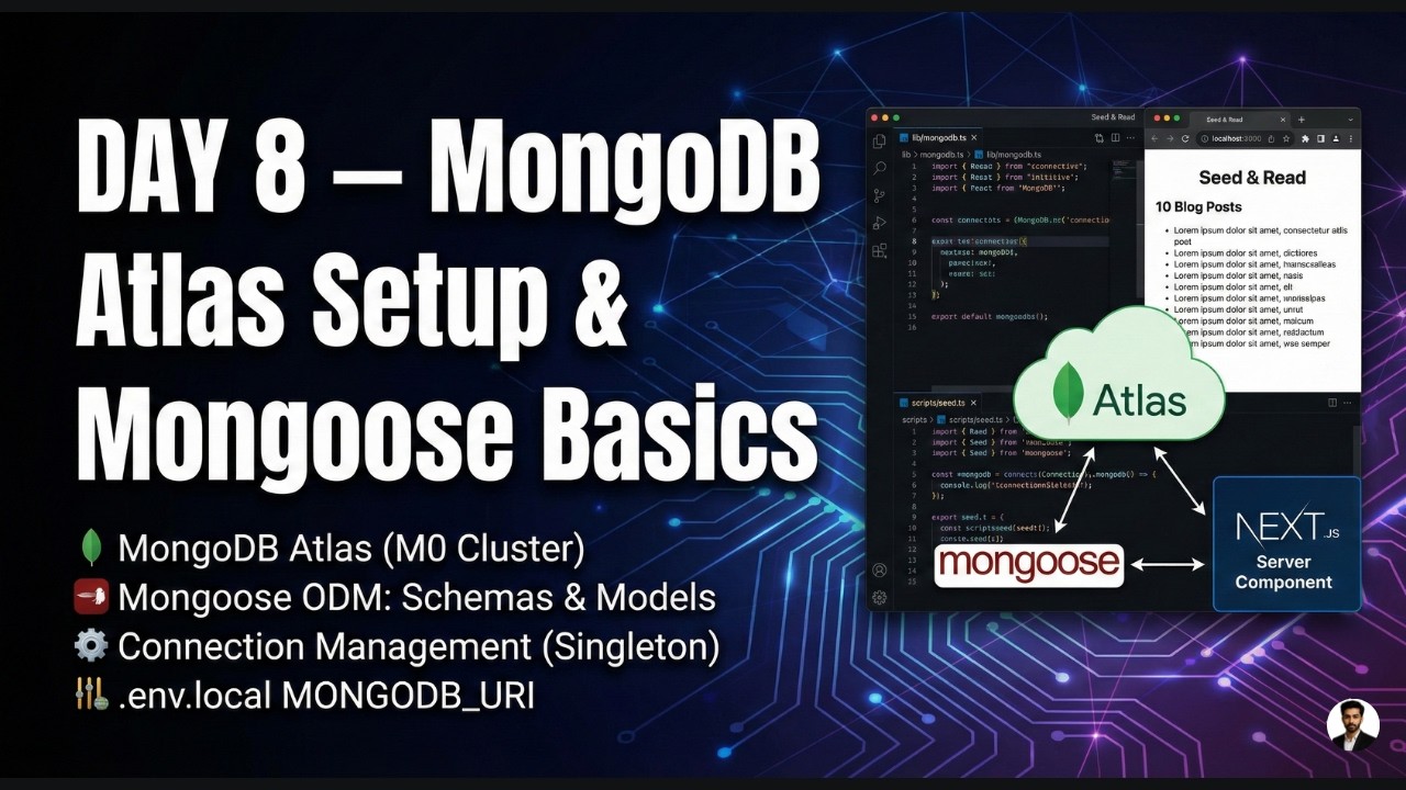 Next.js 16 Tutorial | DAY 8 — MongoDB Atlas Setup & Mongoose Basics