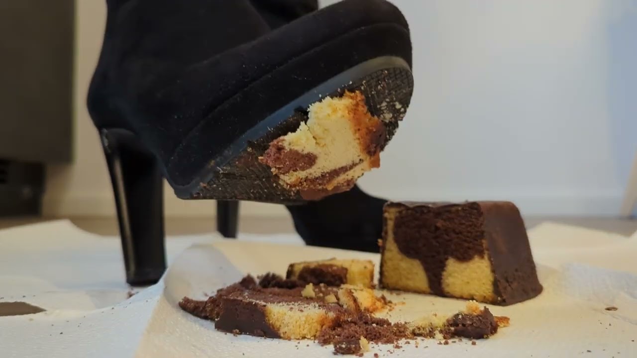 ASMR Cake Crush in Black High Heel Suede Boots
