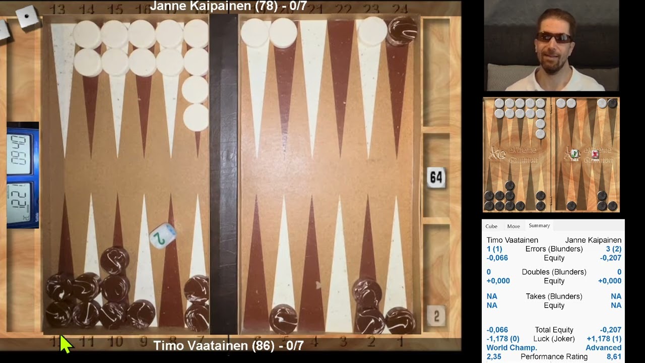 Backgammon 7 pts, Timo Väätäinen - Janne Kaipainen (language: English)