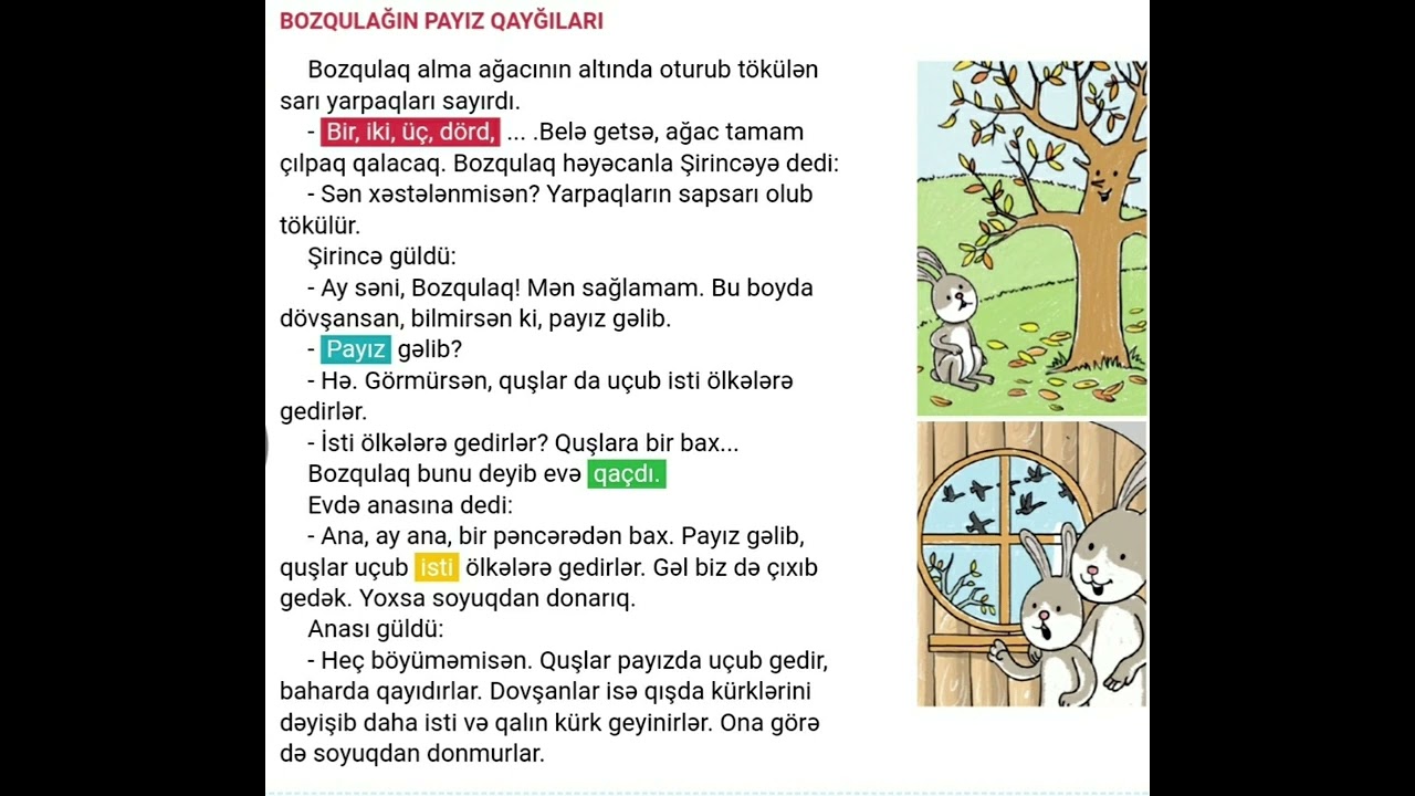 Bozqulagin Payiz Qaygilari (1 sinif) #edebiyat #ederslik #1sinif #ders #payiz