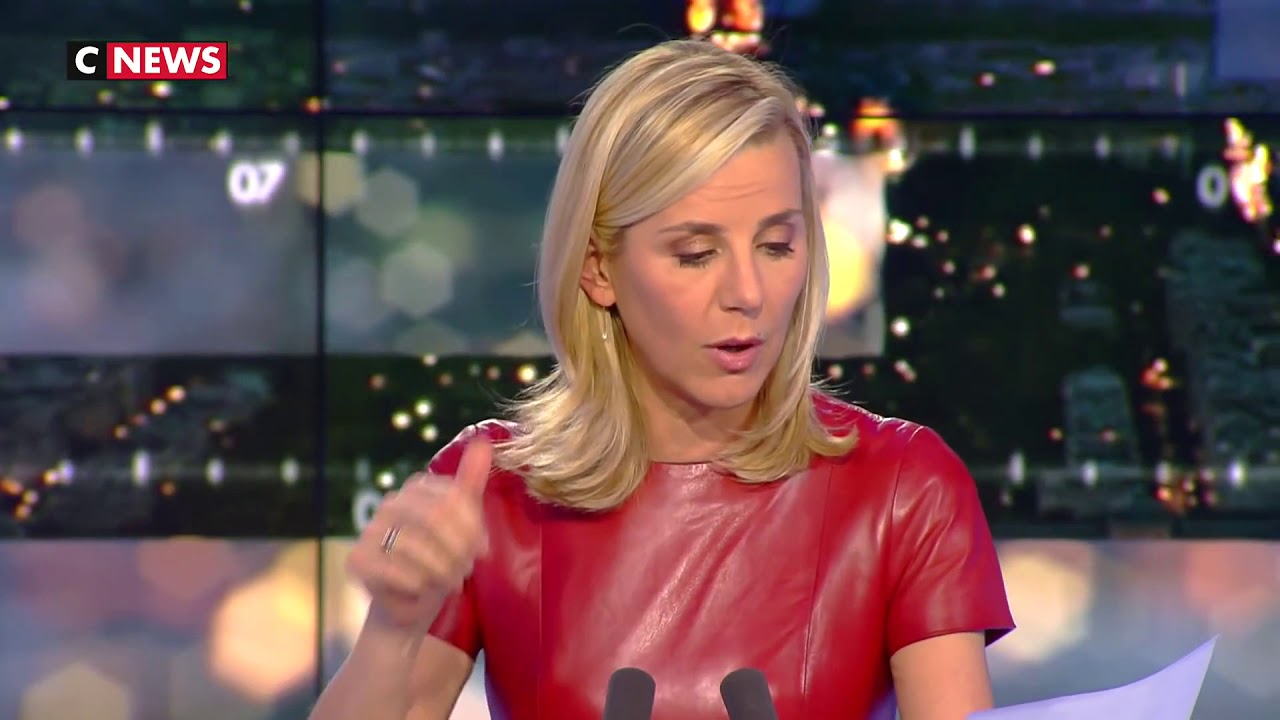 Laurence Ferrari - red leather dress