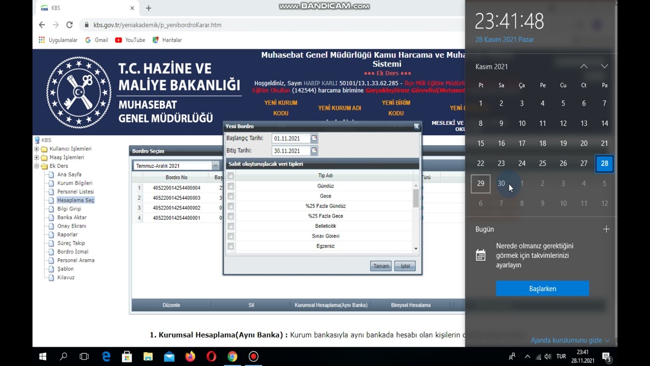 Ek Dersler için Yeni bordro nasıl açılır?