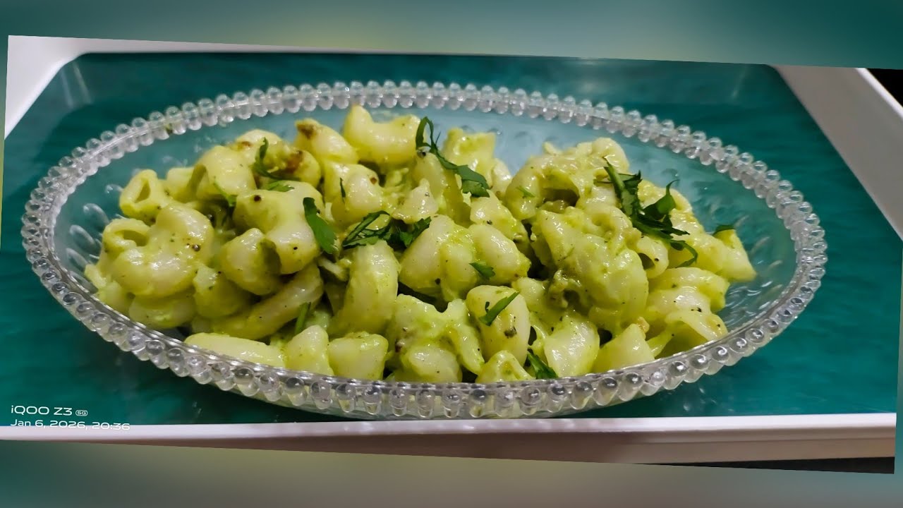 Green Cheesy Pasta Recipe | Macroni Pasta Recipe 