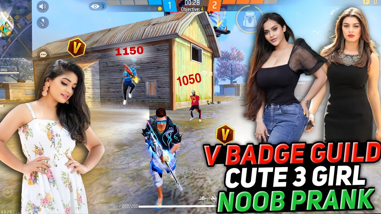 V Badge Guild 3 Cute Girl Noob Prank On World Chat - Garena Free Fire